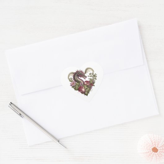 Dragon Heart Valentine Envelope Herz-Aufkleber (Umschlag)