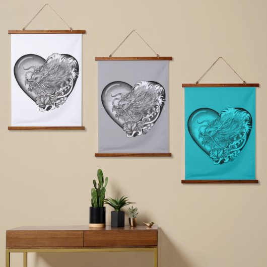 Dragon Heart Wandteppich Mit Holzrahmen (Asymmetrisch)