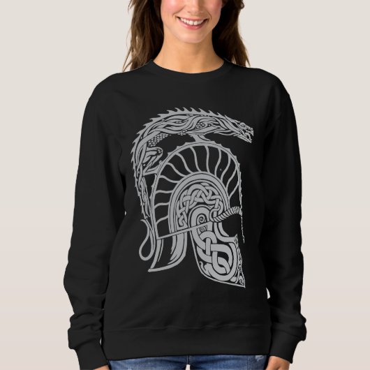 Dragon Helm High Fantasy Norse Celtic Viking Greek Sweatshirt (Vorderseite)