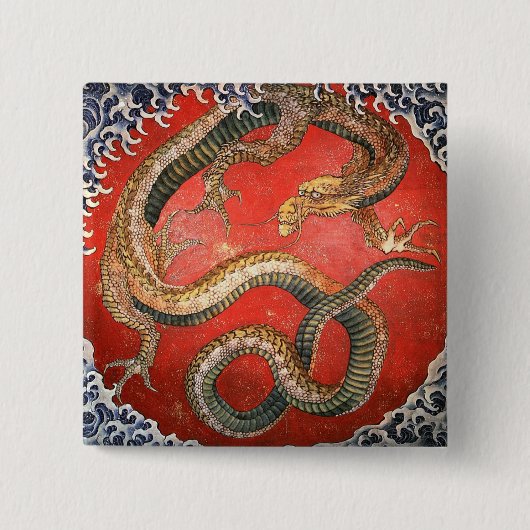 Dragon, Hokusai Japanisch Bildende Kunst Button (Vorderseite)