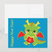 Dragon Holding Lantern Feiertagspostkarte (Vorne/Hinten)
