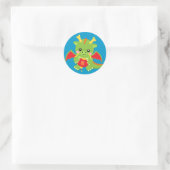 Dragon Holding Lantern Runder Aufkleber (Tasche)