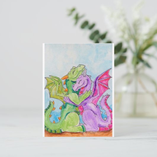 Dragon Hug Postkarte (Stehend Vorderseite)