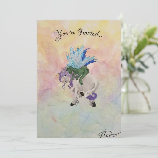 Dragon Hugs Einladung (Stehend Vorderseite)