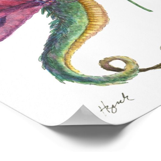 Dragon & Hummingbird Print Poster (Ecke)