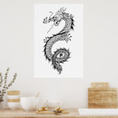 Dragon Illustration mit Dragon Kanji 竜 Poster (Küche)