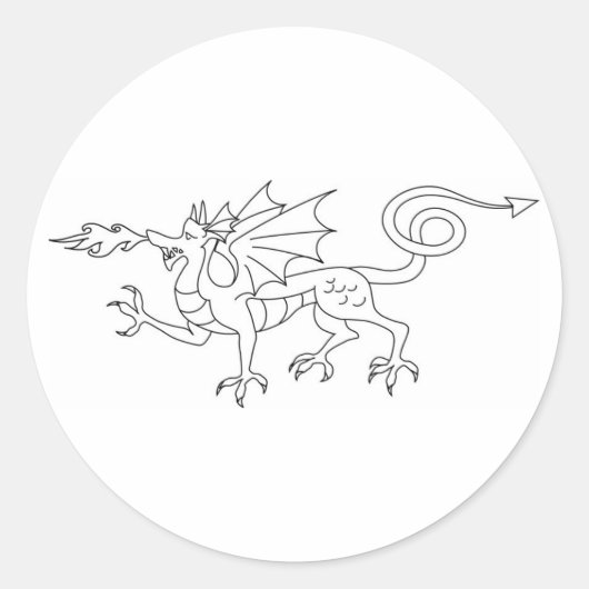Dragon Illustration zum Feueratmen Runder Aufkleber (Vorderseite)