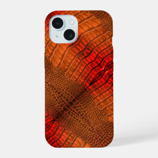 Dragon in Bright Orange Imitats Leather iPhone 15 Hülle