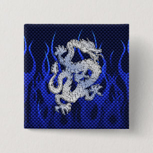 Dragon in Chrome wie blauer Carbon Fibre Style Button