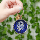 Dragon in Chrome wie blauer Carbon Fibre Style Schlüsselanhänger (Hand)