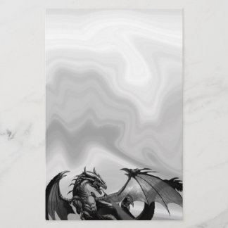 Dragon in Grey Fantasy Stationery Briefpapier
