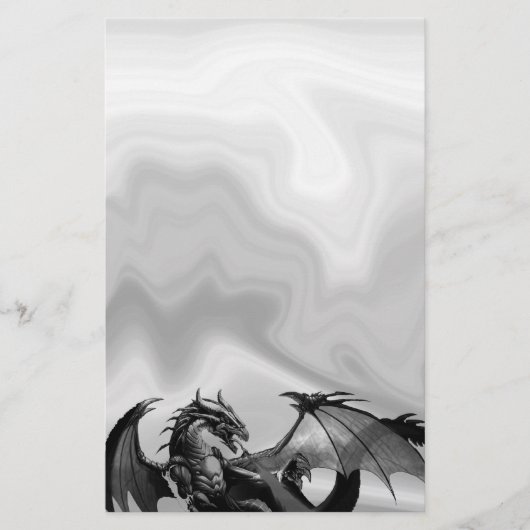 Dragon in Grey Fantasy Stationery Briefpapier (Vorderseite)