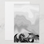 Dragon in Grey Fantasy Stationery Briefpapier (Vorne/Hinten)