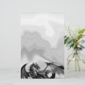Dragon in Grey Fantasy Stationery Briefpapier (Stehend Vorderseite)