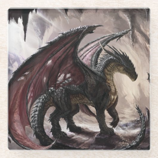 Dragon in Höhle Glasuntersetzer (Vorderseite)
