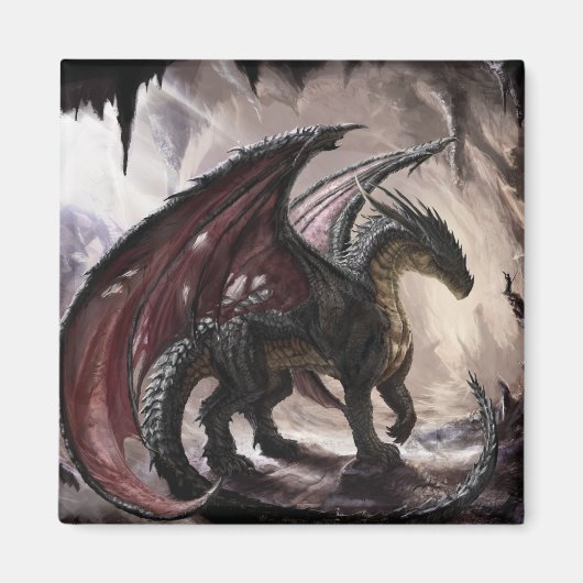 Dragon in Höhle Magnet (Vorne)