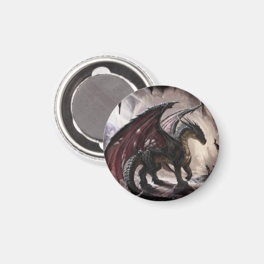 Dragon in Höhle Magnet (Vorderseite/Rückseite)