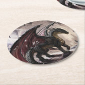 Dragon in Höhle Runder Pappuntersetzer (Angewinkelt)