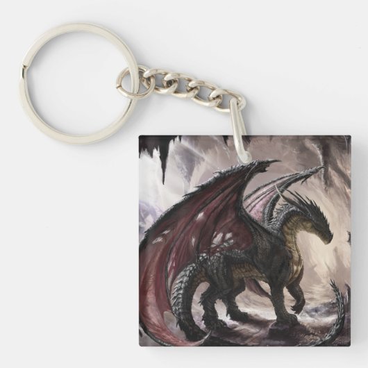 Dragon in Höhle Schlüsselanhänger (Vorderseite)