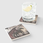 Dragon in Höhle Steinuntersetzer (Seitenansicht)