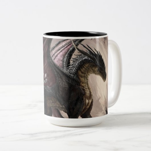 Dragon in Höhle Zweifarbige Tasse (VorderseiteRechts)