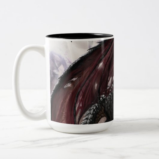 Dragon in Höhle Zweifarbige Tasse (Links)