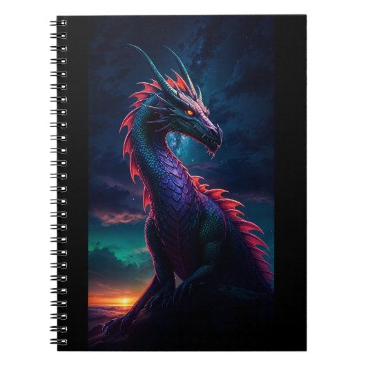 Dragon in Night Sky Notizblock (Vorderseite)