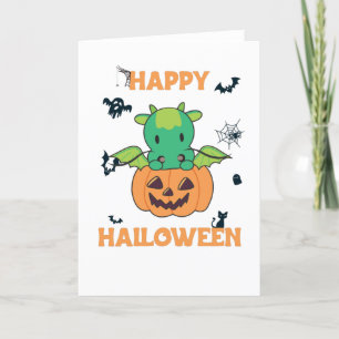 Dragon In Pumpkin Sweet Dragon Happy Halloween Feiertagskarte