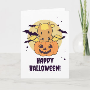 Dragon In Pumpkin Sweet Dragon Happy Halloween Karte