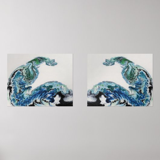 Dragon in the Waves – Abstract Ocean Bilderwand Sets (Vorderseite)