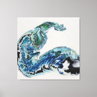 “Dragon in the Waves – Abstract Ocean Energy Canva Leinwanddruck