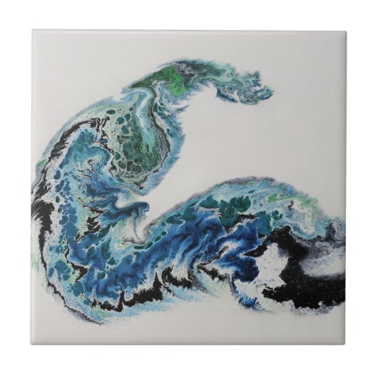 “Dragon in the Waves – Abstract Ocean Energy Fliese (Vorderseite)