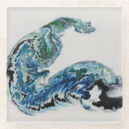 “Dragon in the Waves – Abstract Ocean Energy Glass Glasuntersetzer