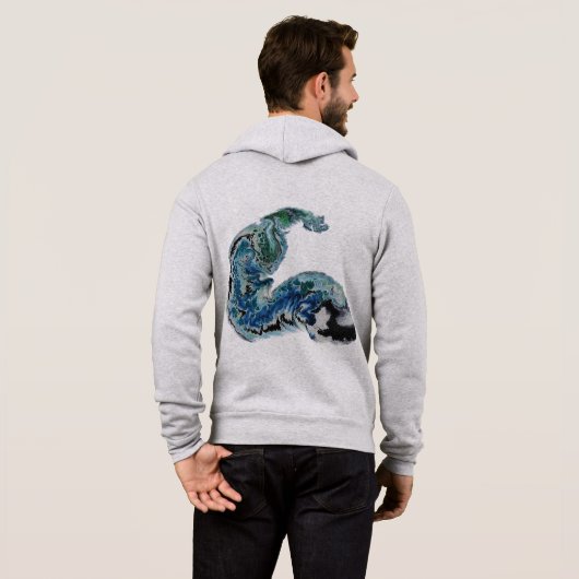 Dragon in the Waves – Abstract Ocean Energy Hoodie (Schwarz voll)