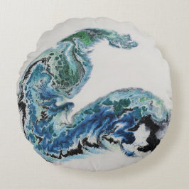 “Dragon in the Waves – Abstract Ocean Energy Rundes Kissen