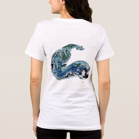 Dragon in the Waves – Abstract Ocean Energy Tri-Blend Shirt (Rückseite)
