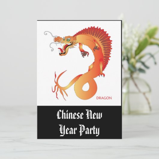 Dragon in voller Farbe Einladung (Stehend Vorderseite)