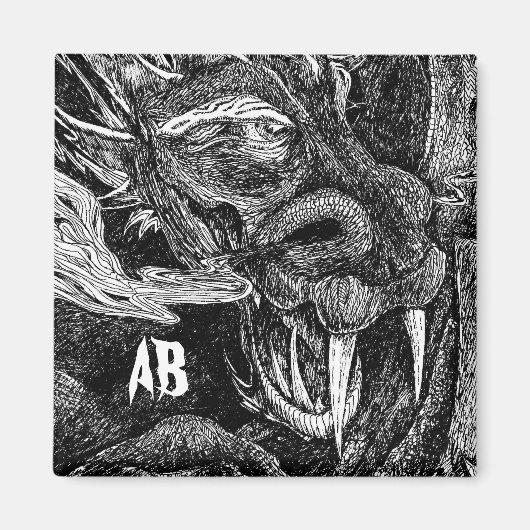 Dragon 'initials' Kühlschrankmagnet (Vorne)