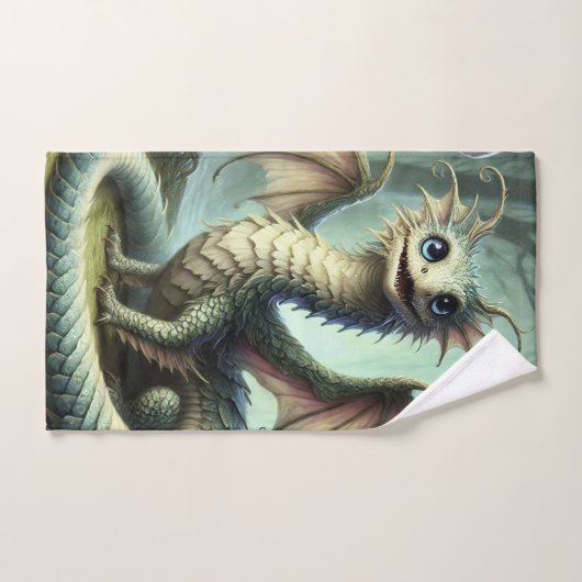 Dragon Jabberwocky Niedlich Fantasy Creative Art Badhandtuch Set (Handtuch)