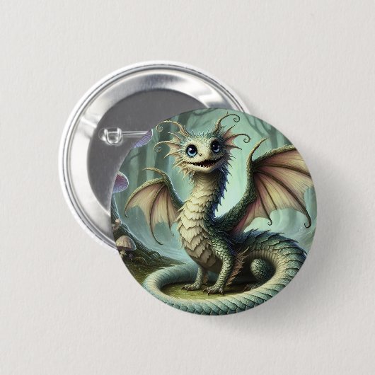 Dragon Jabberwocky Niedlich Fantasy Creative Art Button (Vorne & Hinten)