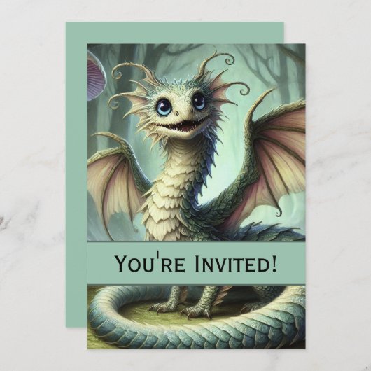 Dragon Jabberwocky Niedlich Fantasy Creative Art Einladung (Vorne/Hinten)