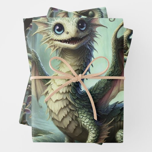 Dragon Jabberwocky Niedlich Fantasy Creative Art Geschenkpapier Set (Beispiel)