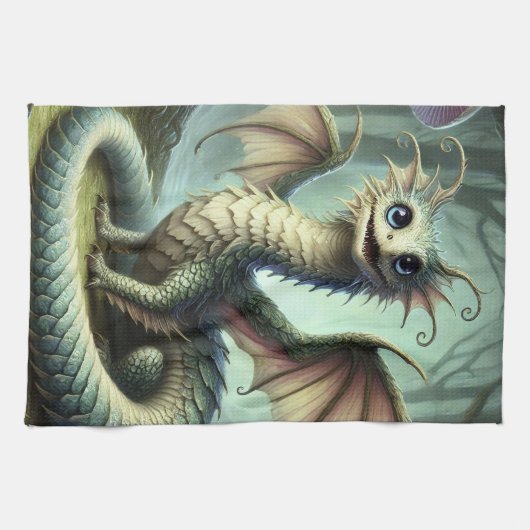 Dragon Jabberwocky Niedlich Fantasy Creative Art Geschirrtuch (Horizontal)