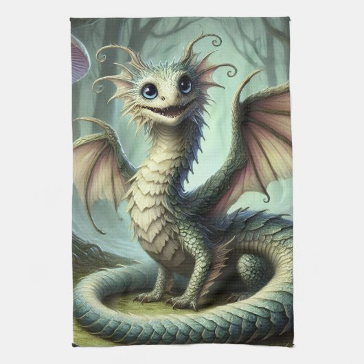 Dragon Jabberwocky Niedlich Fantasy Creative Art Geschirrtuch (Vertikal)