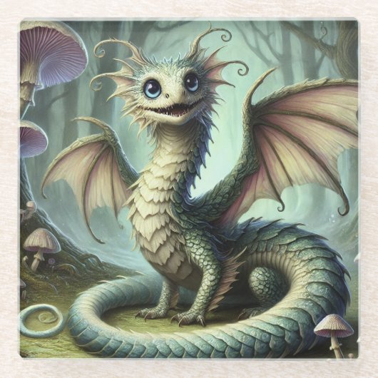 Dragon Jabberwocky Niedlich Fantasy Creative Art Glasuntersetzer (Vorderseite)