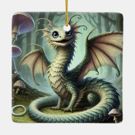 Dragon Jabberwocky Niedlich Fantasy Creative Art Keramikornament (Rückseite)