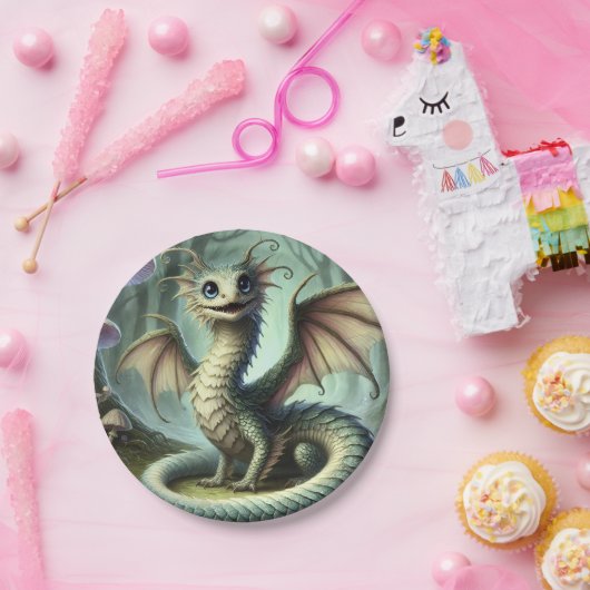 Dragon Jabberwocky Niedlich Fantasy Creative Art Pappteller (Party)