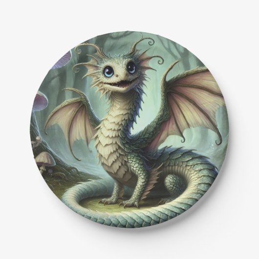 Dragon Jabberwocky Niedlich Fantasy Creative Art Pappteller (Vorderseite)