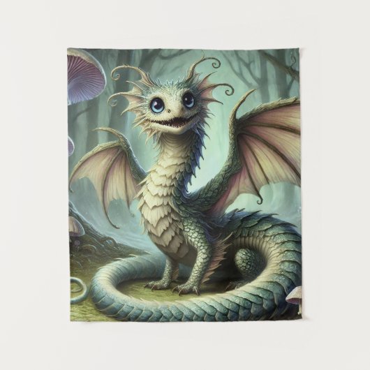 Dragon Jabberwocky Niedlich Fantasy Creative Art Wandteppich (Vorderseite)