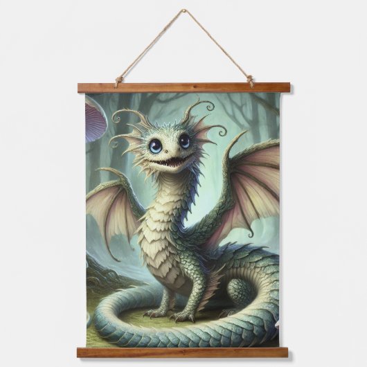 Dragon Jabberwocky Niedlich Fantasy Creative Art Wandteppich Mit Holzrahmen (Vorderseite)